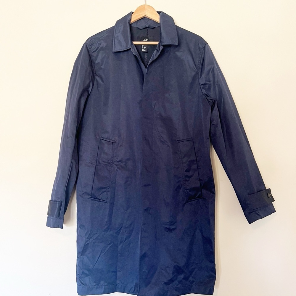 Navy Blue H&M weatherproof Car Coat Jacket - Picture 3 of 8